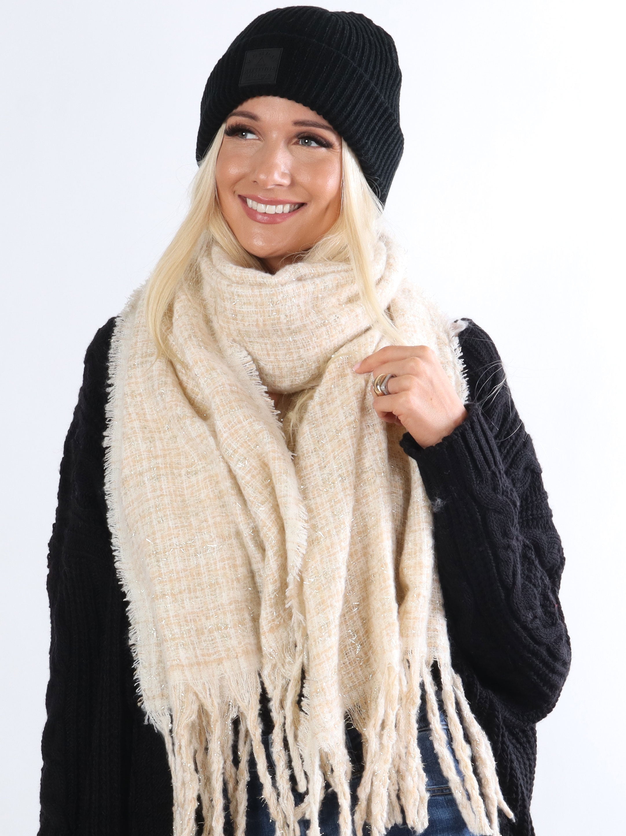 Karlie - Mjuk halsduk med glimmertrådar - Grey